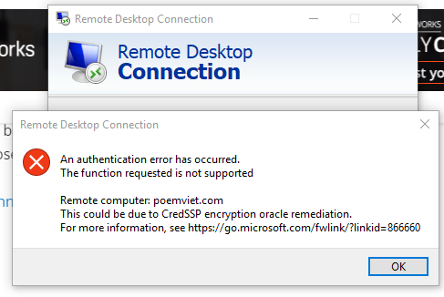Lỗi CreSPP Remote Desktop